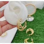 Glossy 18K Gold Anti Tarnish Triple Hoop Earring For Women Bulk