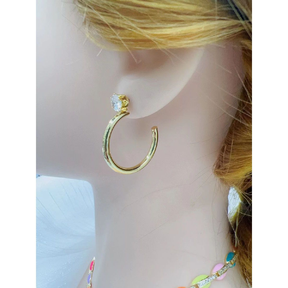 Daily Wear Solitaire Glossy 18K Gold Hoop Bali Earring Women Bulk Secondary image