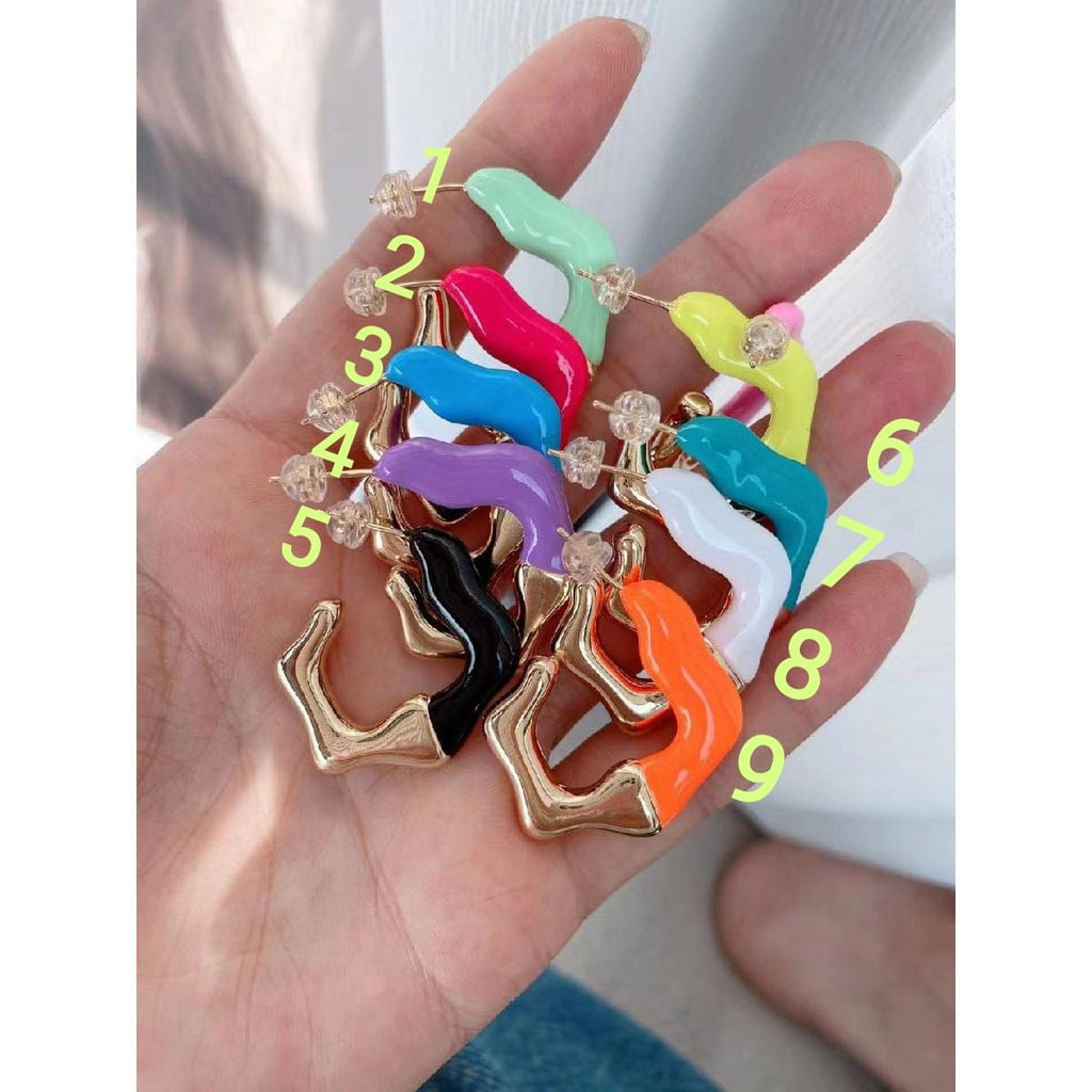 Enamel Curly 18K Gold Smart Copper Hoop Bali Earring For Women Bulk