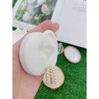 Triple Layer Pearl Glossy 18K Gold Beads Hoop Bali Earring Women Bulk