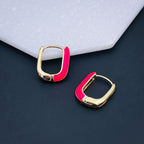 Enamel 18K Gold Copper Rectangle Hoop Stud Earring For Women Bulk