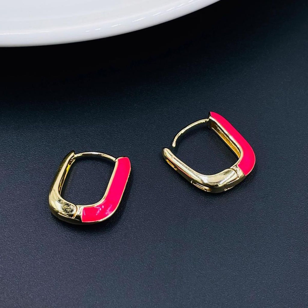 Enamel 18K Gold Copper Rectangle Hoop Stud Earring For Women Bulk