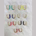 Enamel 18K Gold Copper Rectangle Hoop Stud Earring For Women Bulk