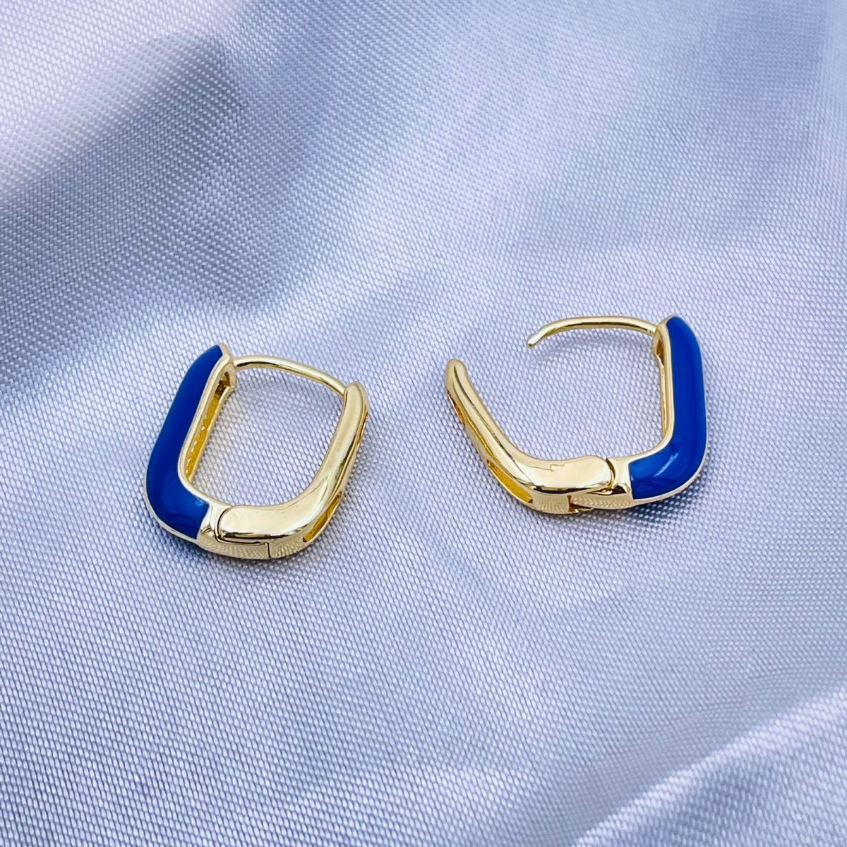 Enamel 18K Gold Copper Rectangle Hoop Stud Earring For Women Bulk