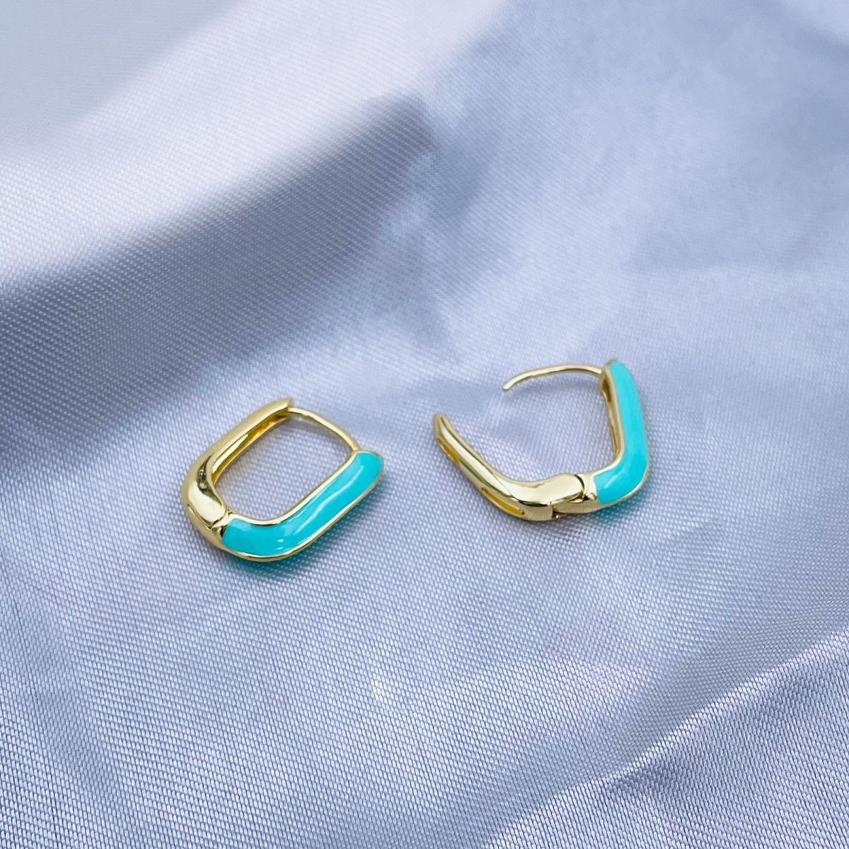 Enamel 18K Gold Copper Rectangle Hoop Stud Earring For Women Bulk