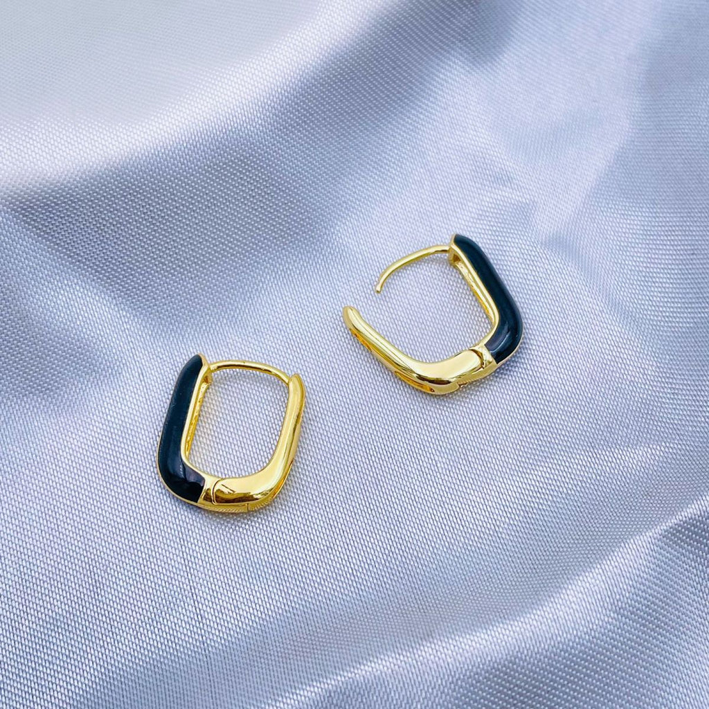 Enamel 18K Gold Copper Rectangle Hoop Stud Earring For Women Bulk