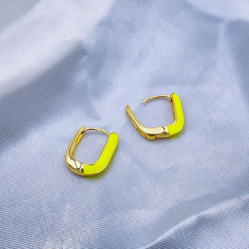 Enamel 18K Gold Copper Rectangle Hoop Stud Earring For Women Bulk