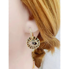 Evil Eye Multi Color 18K Gold Dangling Hoop Earring For Women Bulk