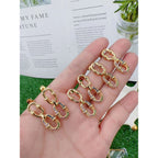 Rainbow Multi Color Dual Links Geometric Gold Dangling Earring Bulk