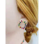 Rainbow Multi Color Pear Cubic Zirconia 18K Gold Stud Earring Bulk