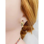 Rainbow Multi Color Cubic Zirconia 18K Gold Hoop Earring Women Bulk