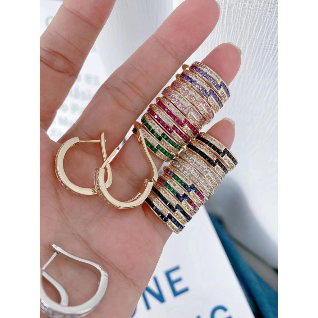 Pink Copper Zig Zag 18K Gold Hoop Earring For Women Bulk