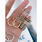 Pink Copper Zig Zag 18K Gold Hoop Earring For Women Bulk