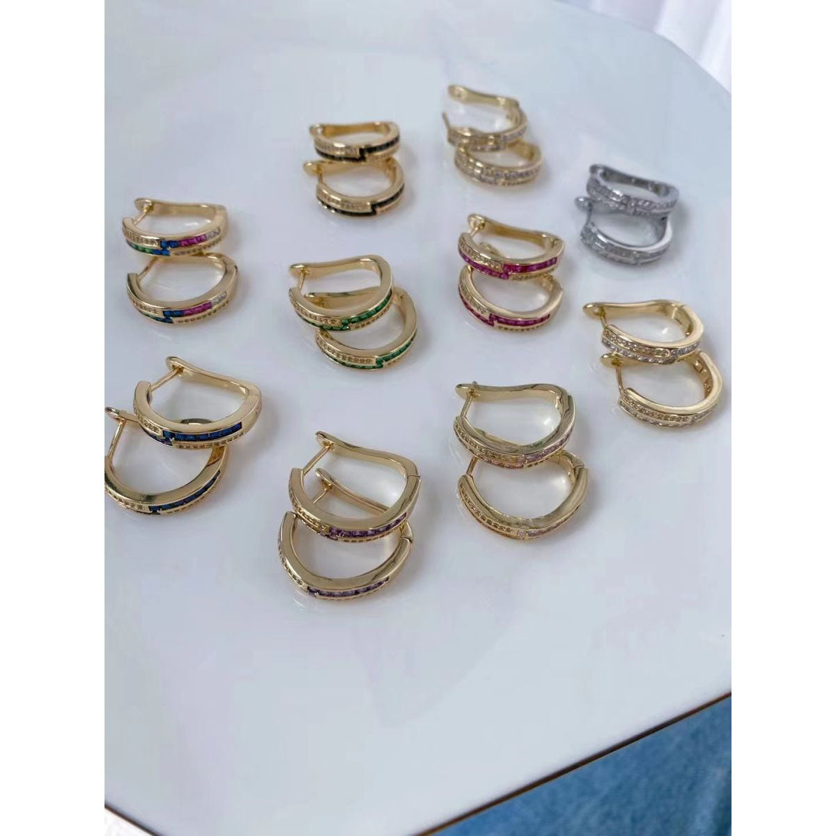 Pink Copper Zig Zag 18K Gold Hoop Earring For Women Bulk