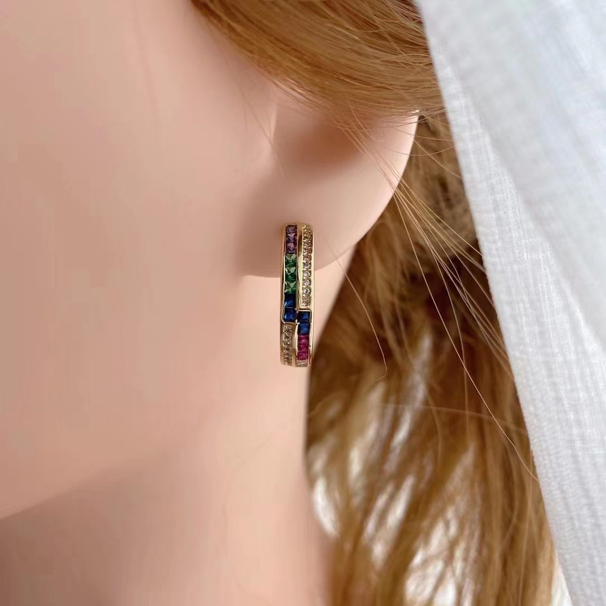 Pink Copper Zig Zag 18K Gold Hoop Earring For Women Bulk