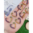 Rainbow Multi Color Heart Love 18K Gold Hoop Earring For Women Bulk