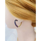 Rainbow Multi Color Heart Love 18K Gold Hoop Earring For Women Bulk