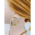Honeycomb Beaten Glossy 18K Gold Hoop Earring For Women Bulk