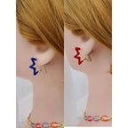 Light Blue Enamel Star Cubic Zirconia 18K Gold Hoop Earring Women Bulk