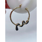 Snake Black Cubic Zirconia 18K Gold Copper Hoop Earring for Women