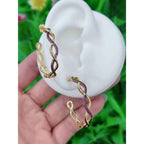 Twisted Wavy Curly Blue Cubic Zirconia 18K Gold Hoop Earring Bulk