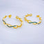 Twisted Wavy Curly Blue Cubic Zirconia 18K Gold Hoop Earring Bulk