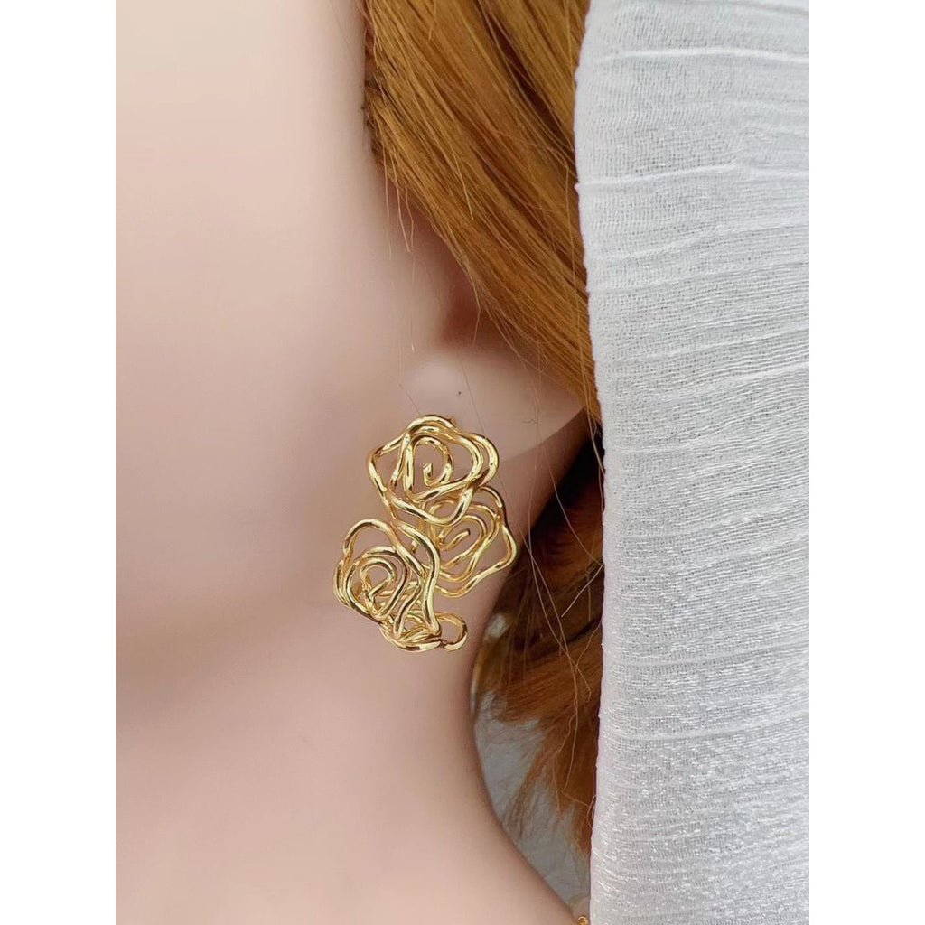 Curly Rose Twisted Copper 18K Gold Hoop Earring For Women Bulk