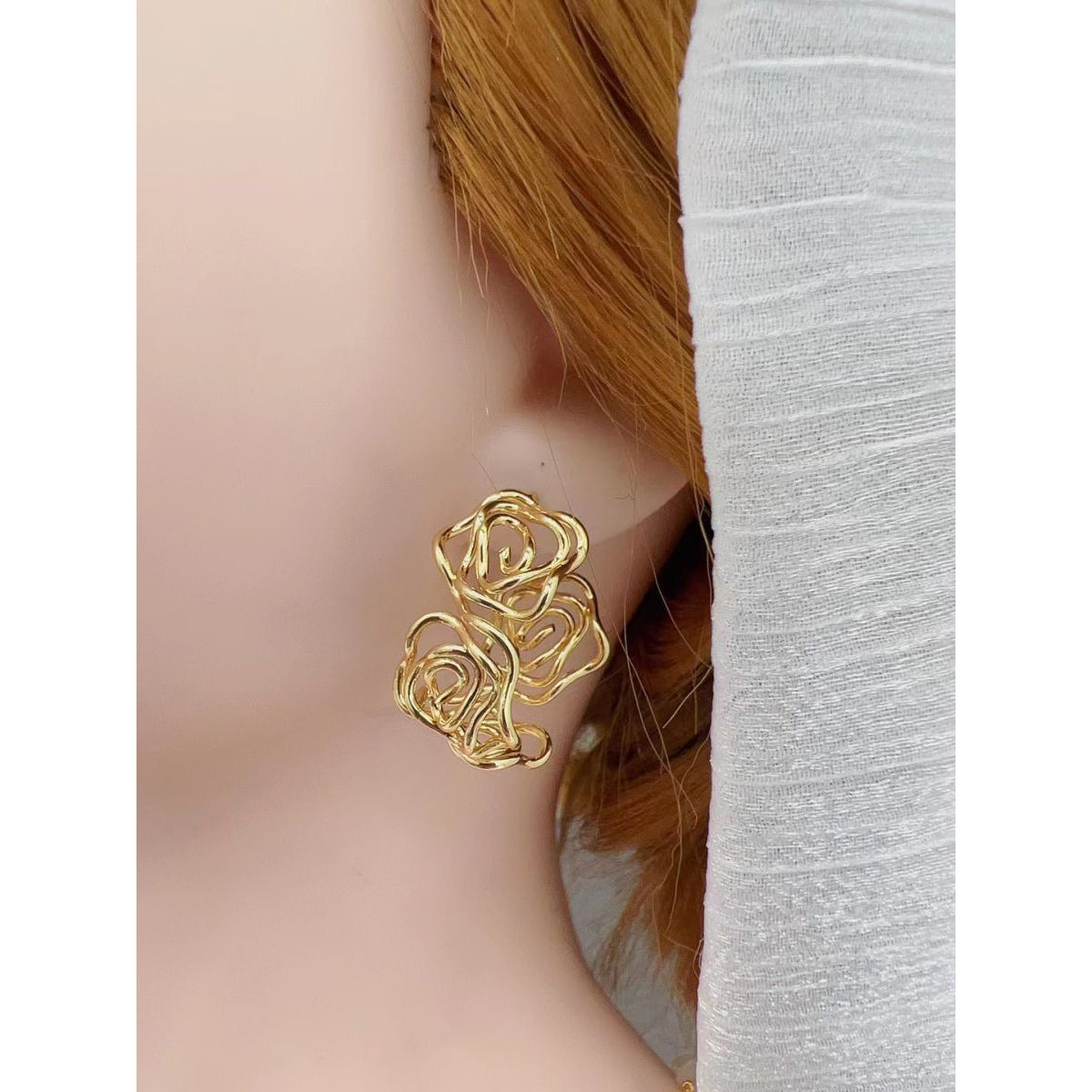 Curly Rose Twisted Copper 18K Gold Hoop Earring For Women Bulk
