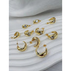 Cubic Zirconia Heart Copper Glossy 18K Gold Hoop Earring Women Bulk
