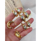 Cubic Zirconia Heart Copper Glossy 18K Gold Hoop Earring Women Bulk