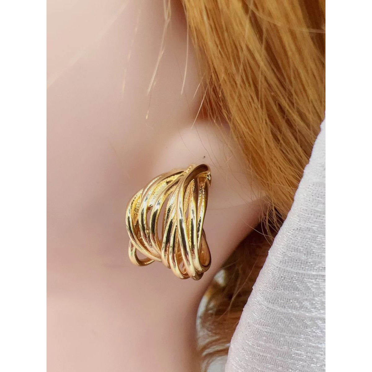 Layered Wild Copper 18K Gold Hoop Earring For Women Bulk Secondary image