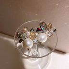 Floral Crystal Beads Pearl Copper Multicolor Gold Stud Earring Bulk