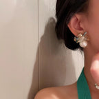 Floral Crystal Beads Pearl Copper Multicolor Gold Stud Earring Bulk