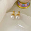 Simple Pearl Glossy 18K Gold Copper Stud Drop Earring For Women Bulk