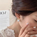 Simple Pearl Glossy 18K Gold Copper Stud Drop Earring For Women Bulk