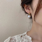 Simple Pearl Glossy 18K Gold Copper Stud Drop Earring For Women Bulk
