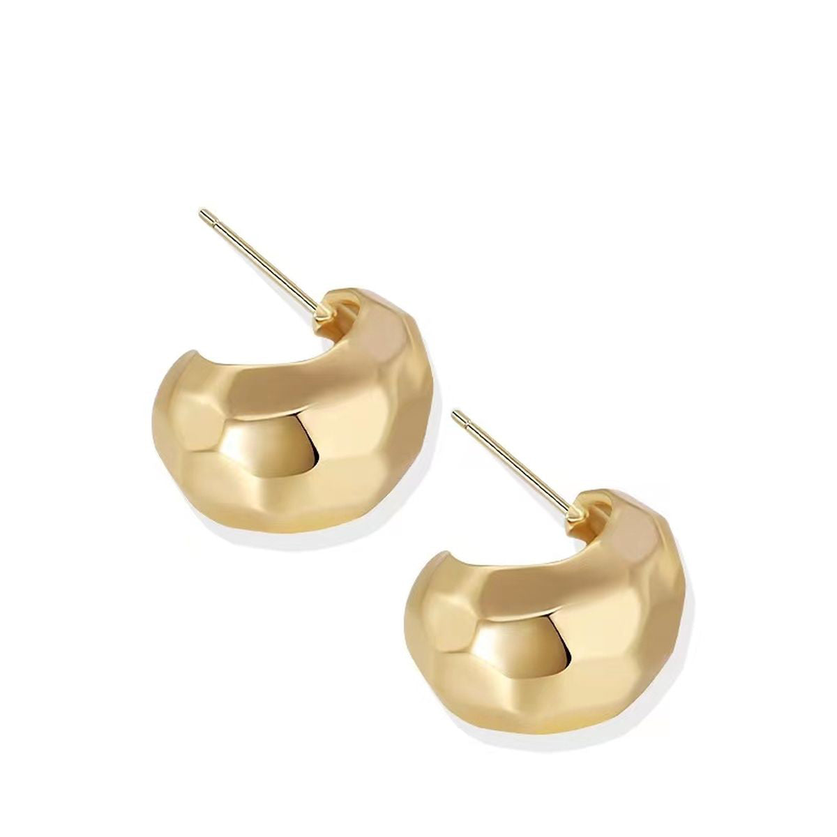 Honeycomb Glossy 18K Gold Copper Huggie Stud Earring For Women Bulk Main image
