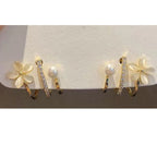 Flower Pearl Cubic Zirconia Copper Huggie Stud Earring For Women Bulk