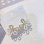 Flower White Enamel CZ Princess Cut Copper Gold Stud Earring Bulk