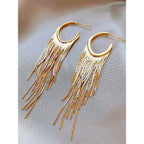 Long Chain Glossy Copper 18K Gold Dangling Tassel Hoop Earring Bulk