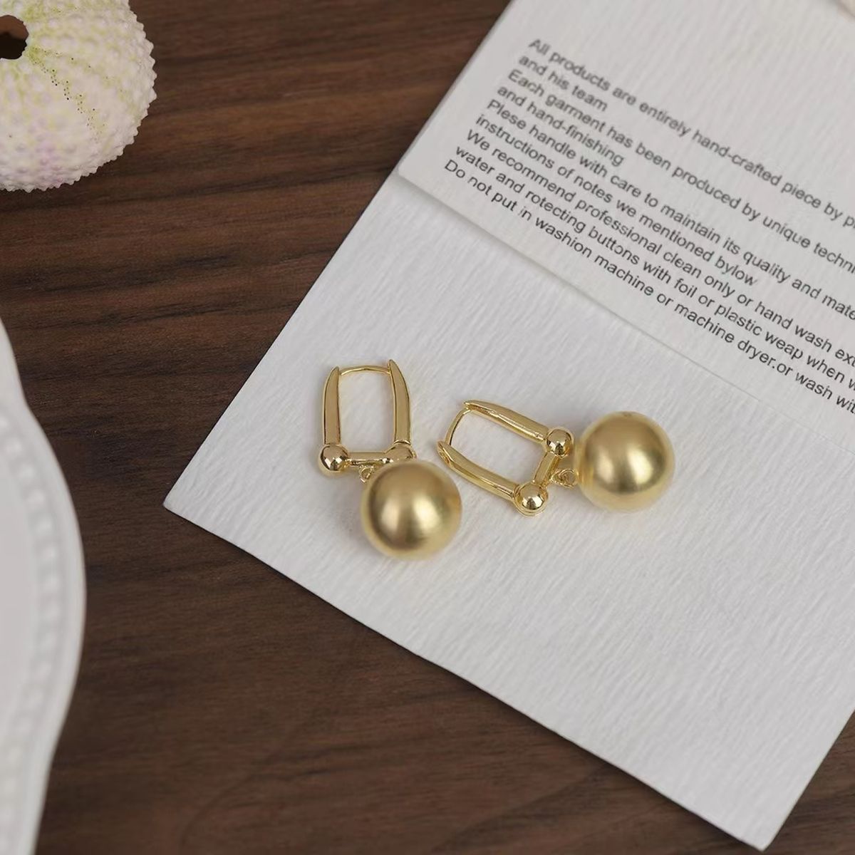 Ball Matte Copper 18K Gold Hoop Drop Earring For Women Bulk Main image