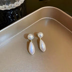 Round Drop Pearl Copper 18K Gold Dangling Drop Earring For Women Bulk
