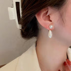 Round Drop Pearl Copper 18K Gold Dangling Drop Earring For Women Bulk