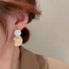 Beaten Matte Finish White 18K Gold Copper Dangling Drop Earring Bulk