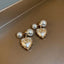 Heart Love Cd Copper 18K Gold Pearl Stud Drop Earring For Women Bulk