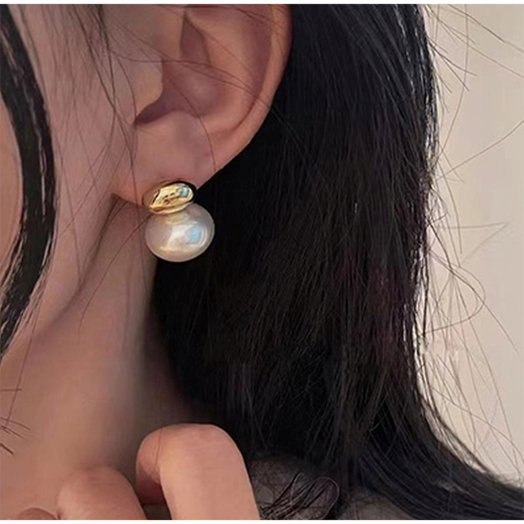 Pearl Copper 18K Gold Button Stud Drop Earring For Women Bulk