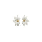 Large White Flower Copper 18K Gold Stud Earring For Women Bulk