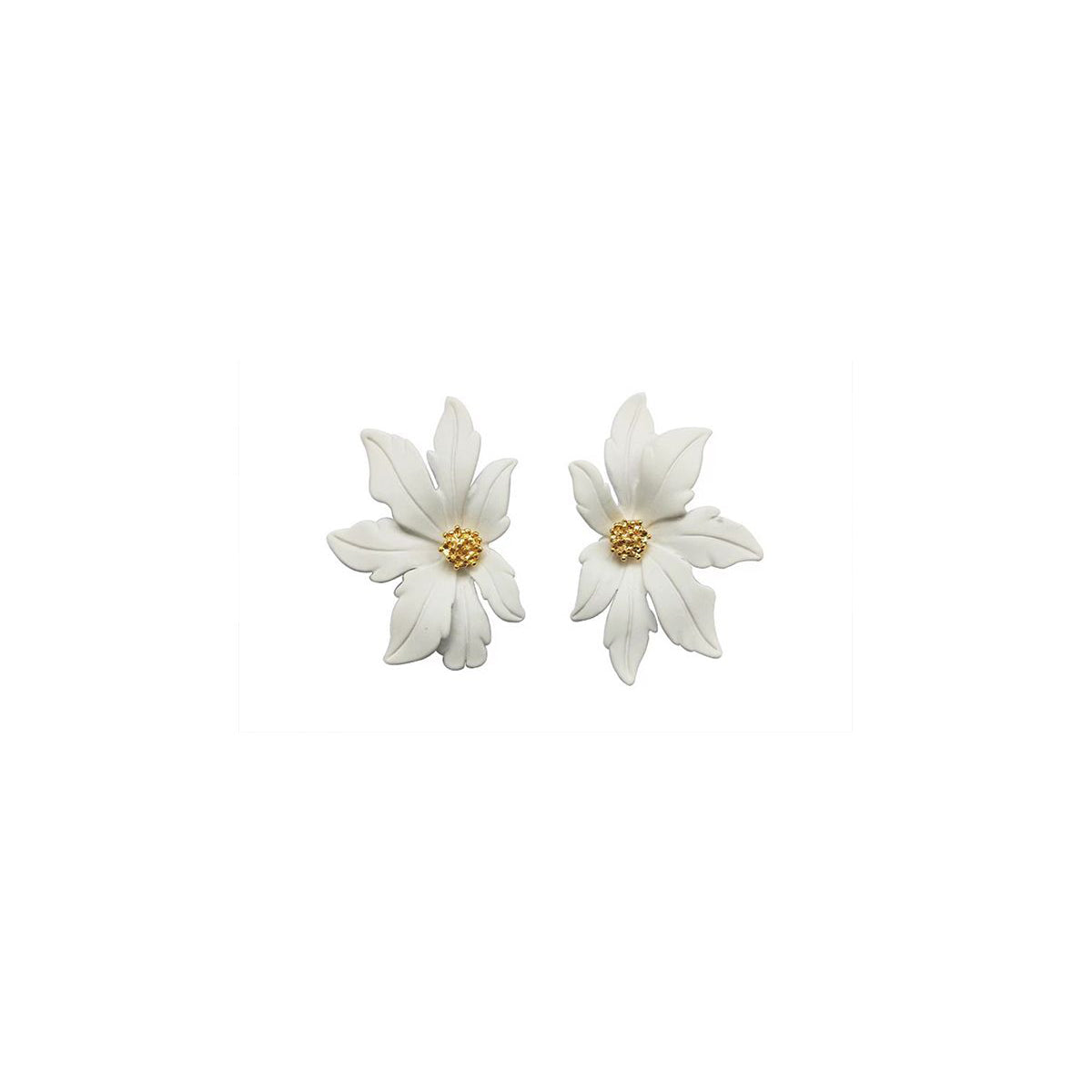Large White Flower Copper 18K Gold Stud Earring For Women Bulk