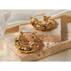 Braided Glossy 18K Gold Copper Anti Tarnish Hoop Bali Earrings Bulk