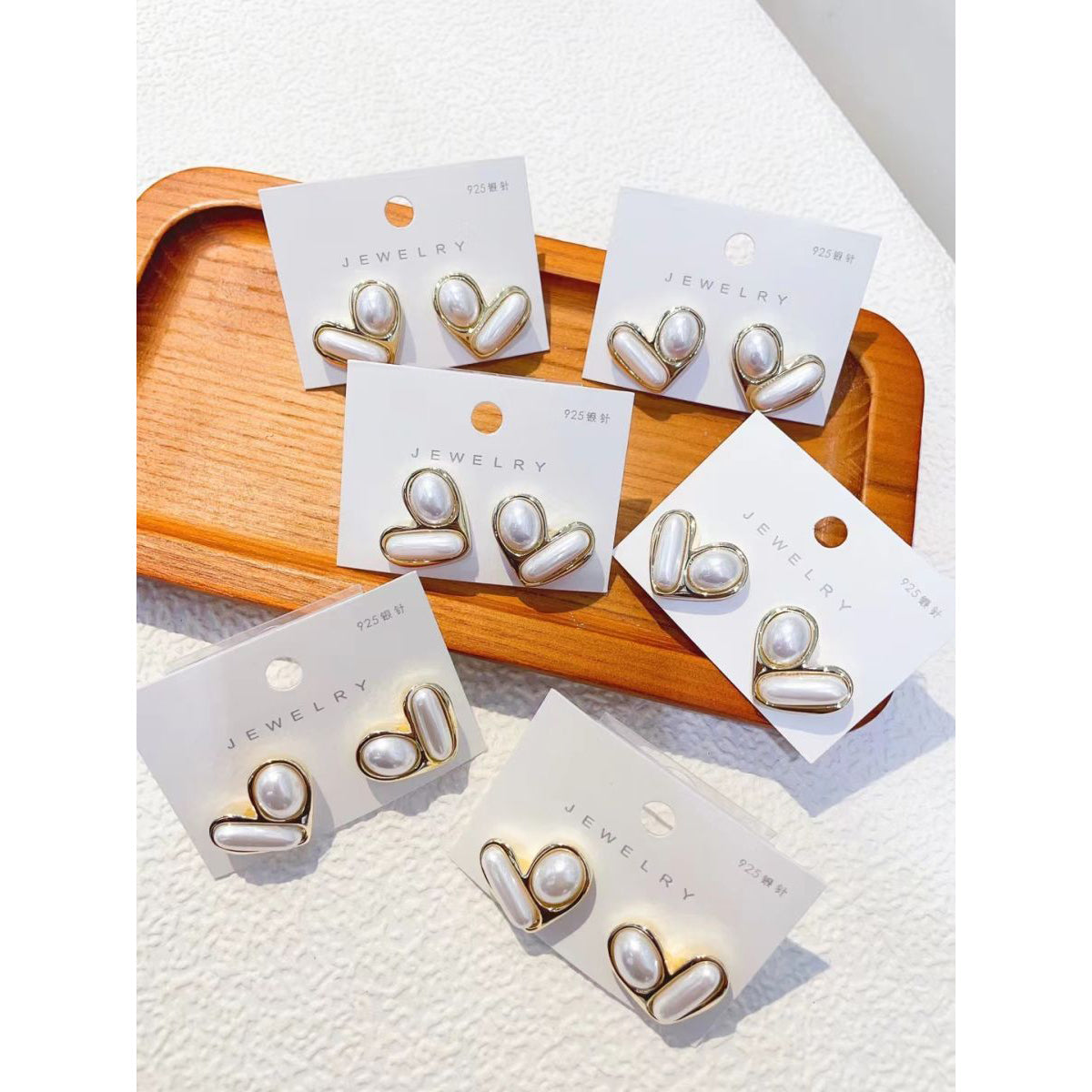 Fancy Heart Shape Round Oval Pearl Gold Copper Stud Earring Women Bulk Main image
